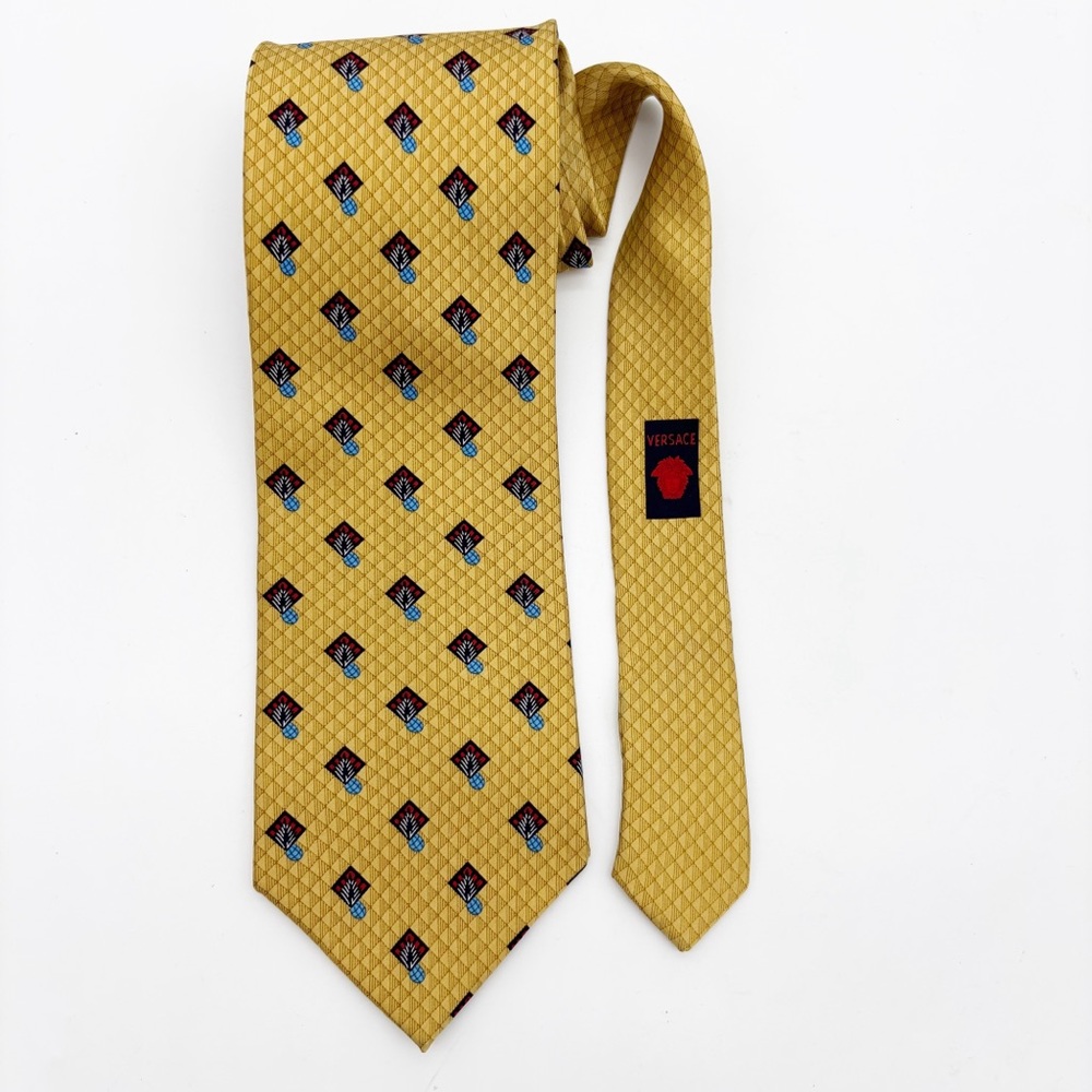 Versace Vintage Yellow Silk Tie